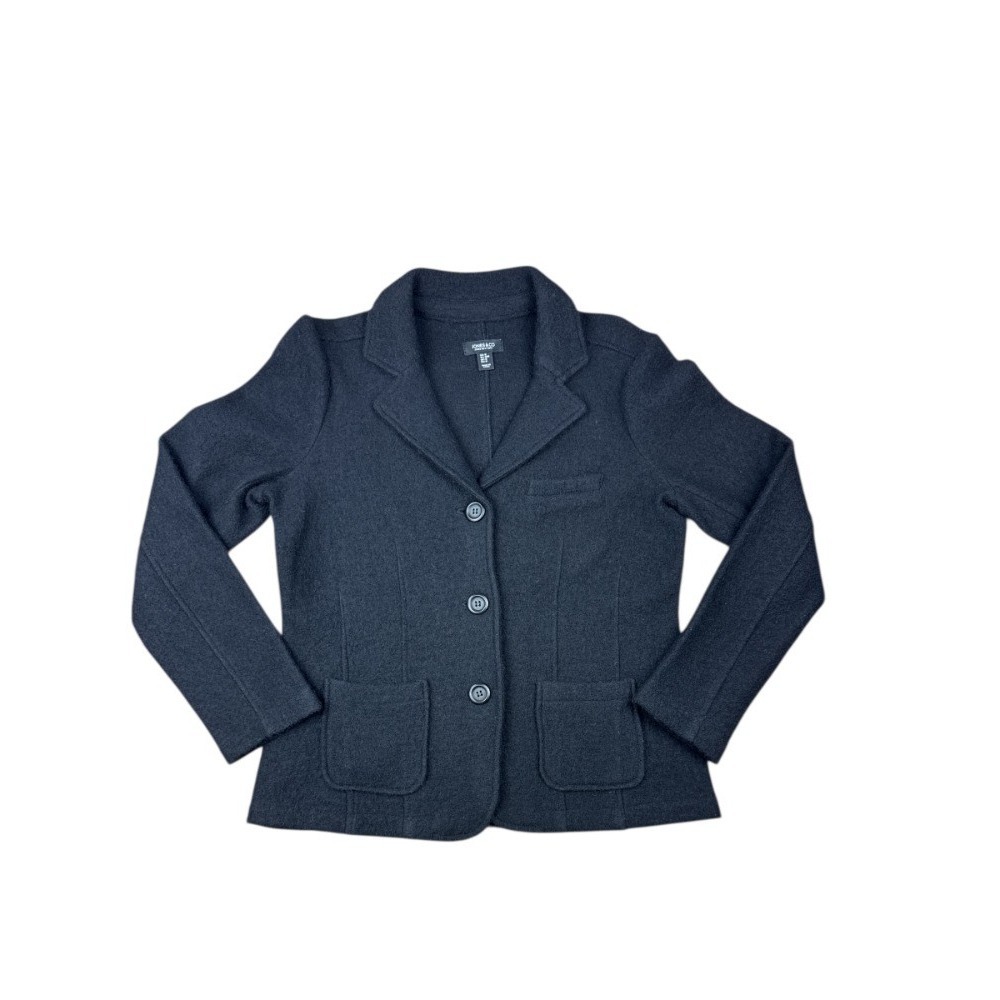 Jones New York Wool Jacket Women's Medium Black 100% Wool Button Up Pockets